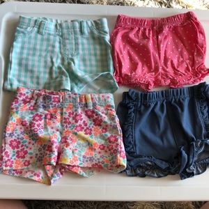 LOT OF 4!! 0-3M Baby Girl Shorts!